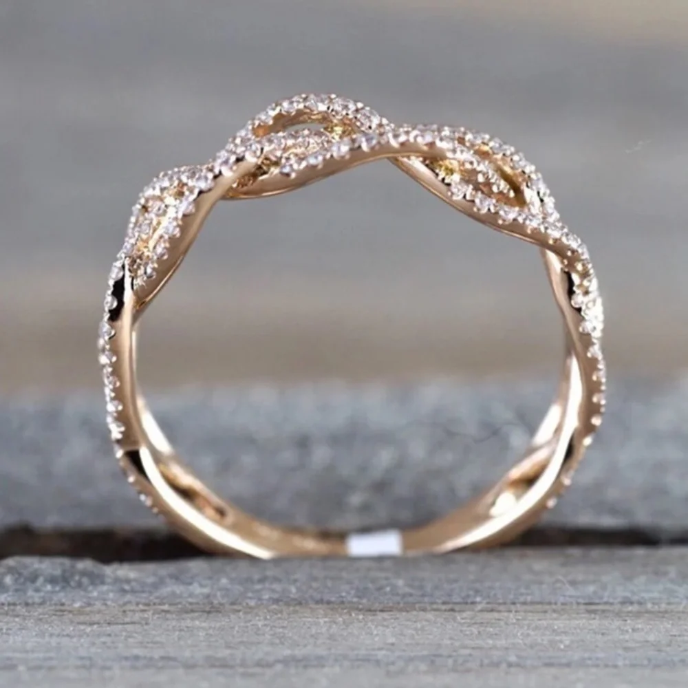 NEW ROSE GOLD TWIST DIAMOND RING - Picture 2 of 5
